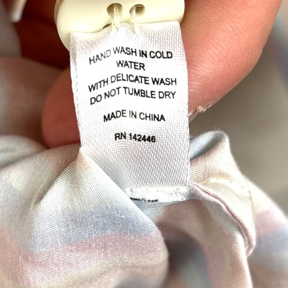 Morgan Lane Womens L Sherbert Striped Silk Jillian Button Up Night Shirt PJ's - Picture 7 of 7